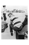 James Dean Looking Over Shoulder Print by Frank Worth