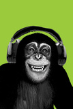 Chimpanzee-Headphones Pósters