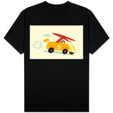 Orange Dino in Yellow Racecar T-Shirt