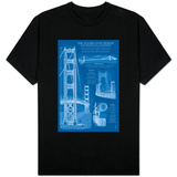 San Francisco, CA, Golden Gate Bridge Technical Blueprint T-Shirt