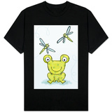 Polka Dot Green Frog with Dragonflies T-Shirt
