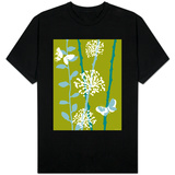 Green and Blue Color Print with Flowers and Butterfly Vêtements