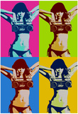 Steez Bikini Boombox Quad Pop-Art Posters