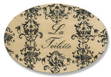 La Toilette Toile Crème Oval Wood Sign