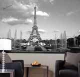 Eiffel Tower Chair Rail Prepasted Mural 6' x 10.5' Wall Mural