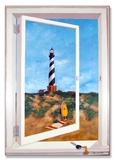 Cape Hatteras Lighthouse Window Wood Sign