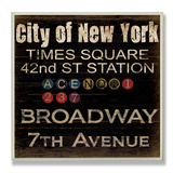 New York Train Landmarks Typography Wood Sign