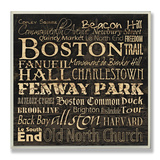 Boston Landmarks Typography Wood Sign
