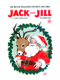 Santa & Reindeer - Jack and Jill, December 1956 Giclee Print by Ann Eshner