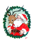 Santa & Reindeer - Jack and Jill, December 1956 Giclee Print by Ann Eshner