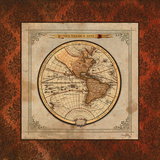 Red Damask Map I Posters by Elizabeth Medley