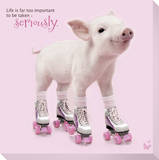 In The Pink! - Roller Skating Pig Leinwand