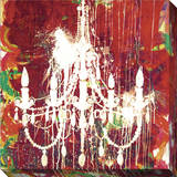 White on Red Chandelier Leinwand