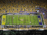 Louisiana State University - Band Spells LSU on the Field at Tiger Stadium Photographic Print