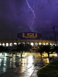 Louisiana State University - Tiger Stadium Lightning Photographic Print