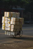 Cyclist in China with huge load of boxes Premium Giclee Print by Charles Bowman