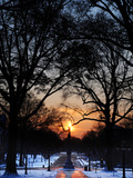 University of Mississippi (Ole Miss) - Snowy Sunset in Oxford Lámina fotográfica