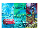 London, Big Ben & Bus Premium Giclee Print by Martina Bleichner