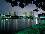 University of Miami - Miami Residence Halls at Night Fotografisk tryk