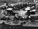 University of Washington - Black and White Aerial of Husky Stadium Photographic Print