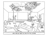 Two men paint the ceiling of an apartment with rollers. Instead of plain c… - New Yorker Cartoon Premium Giclee Print by Jack Ziegler