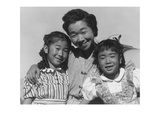 Mrs. Nakamura and 2 Daughters (Joyce Yuki and Louise Tami Print by Ansel Adams