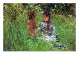 Woman and Child in Garden in Bougival Prints by Berthe Morisot