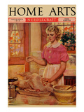 Young Mother Sews Up a Turkey Posters by  Home Arts