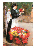 Jeune fille aux fleurs Affiche par Frederick Childe Hassam