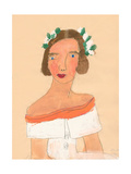 Lady with Flowers in Hair Prints by Norma Kramer