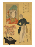 American Merchant Delighted with Miniature Cherry Tree Affiches par Sadahide Utagawa