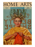 Woman in Curlers Knits Photo by  Home Arts