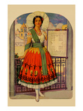 Hispanic Holds Up a Lace Design on a Frame Prints by  Needlecraft Magazine