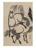 Horses under a Willow Tree. Photo by Shunsen Katsukawa