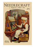 Norwegian Girl Weaving a Tapestry Posters by  Needlecraft Magazine