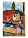 St. Mary's Church with Houses and Chimney Prints by August Macke