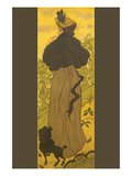 Woman Standing Beside Railing with Poodle Posters by Paul Ranson
