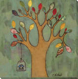 Birdcage on Tree Stretched Canvas Print by  KOCO