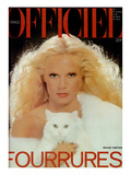 L'Officiel, November 1977 - Sylvie Vartan Porte une Magnifique Étole en Renard Blanc de Revillon Prints by Rodolphe Haussaire
