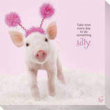 In The Pink! - Silly Pig Stretched Canvas Print