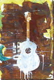White Guitar Stretched Canvas Print