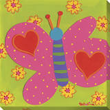 Pink Butterfly Hearts Stretched Canvas Print
