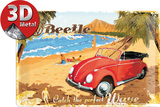 VW Beetle Ready for the Beach Tin Sign
