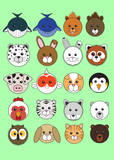 20 Animaru On Green Prints