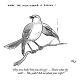 "Hey, nice body! Not you, the car! ... That's what she said! ... Oh, yeah?…" - New Yorker Cartoon Premium Giclee Print by Carolita Johnson