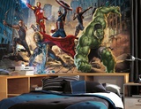 Avengers Chair Rail Prepasted Mural 6' x 10.5' - Ultra-strippable Wall Mural