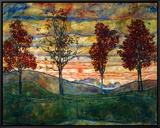 Four Trees, 1917 Framed Canvas Print by Egon Schiele