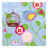 Striped Blue Bird Giclee Print by Sandra Smith