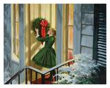 Girl Hanging Wreath Posters by Peter Stevens