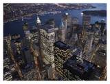 Night aerial view of the Financial District, NYC Posters by Cameron Davidson